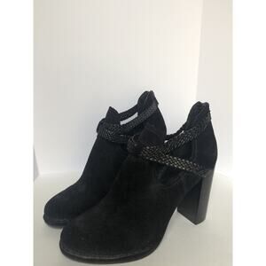 Frye Suede Margaret Braid Shootie Ankle Boots Block Heel Black size 10